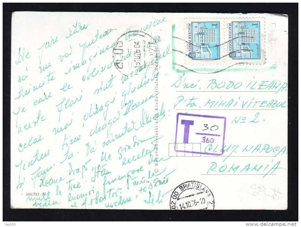 HUNGARY-BRATISLAVA- ROMANIA 1976  Postcard-affranchissement Insuffisant-timbre  Avec Cachet "T 30/360"taxe 1976 - Impuestos