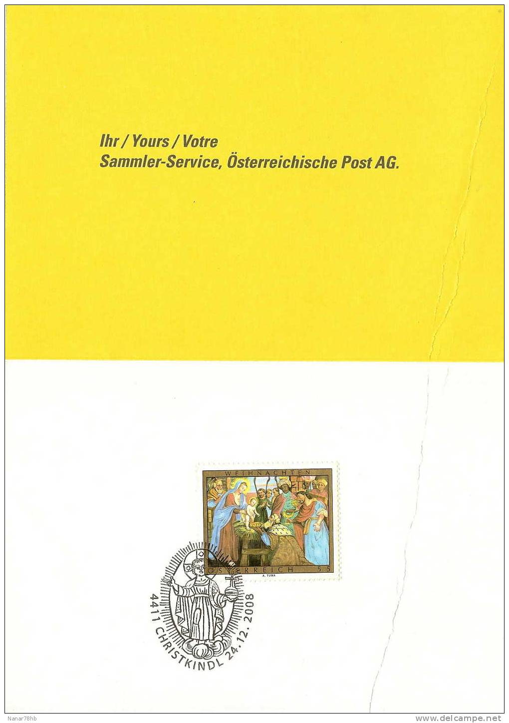 Carte Du Service De La Poste Autrichienne Pour Les Fêtes De Fin D'année (timbre De Noél, Oblitération Chriskindl - Macchine Per Obliterare (EMA)