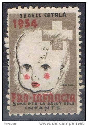 Sello Pro Infancia 1934, Cataluña Republica. VARIEDAD º - Spanish Civil War Labels