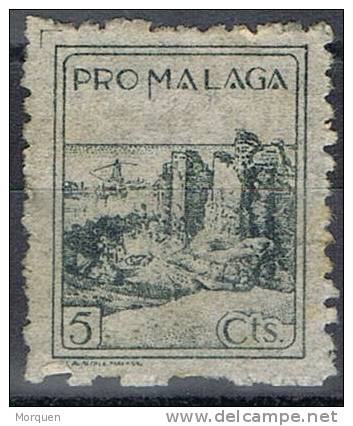 Viñeta Benefica MALAGA, Variedad Papel Fino, Guerra Civil * - Spanish Civil War Labels