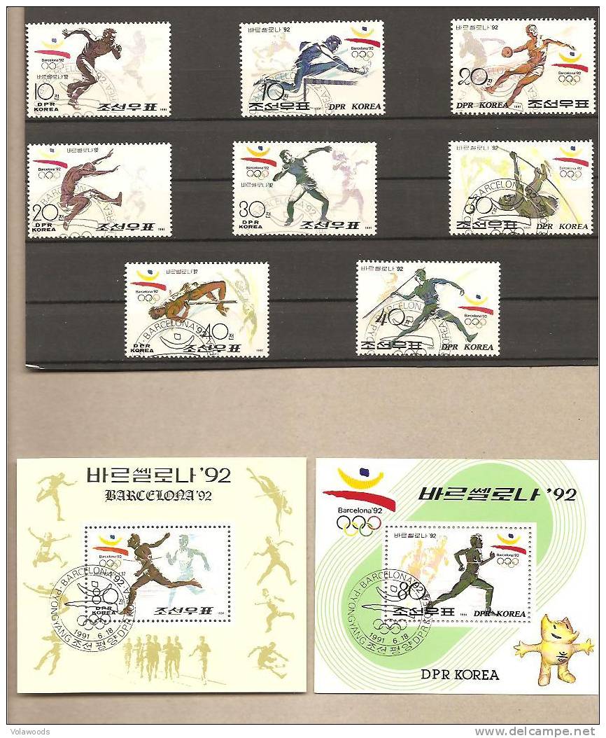Corea Del Nord - Serie Completa Usata + 2 Foglietti FDC: Olimpiadi Di Barcellona 1992 - Zomer 1992: Barcelona