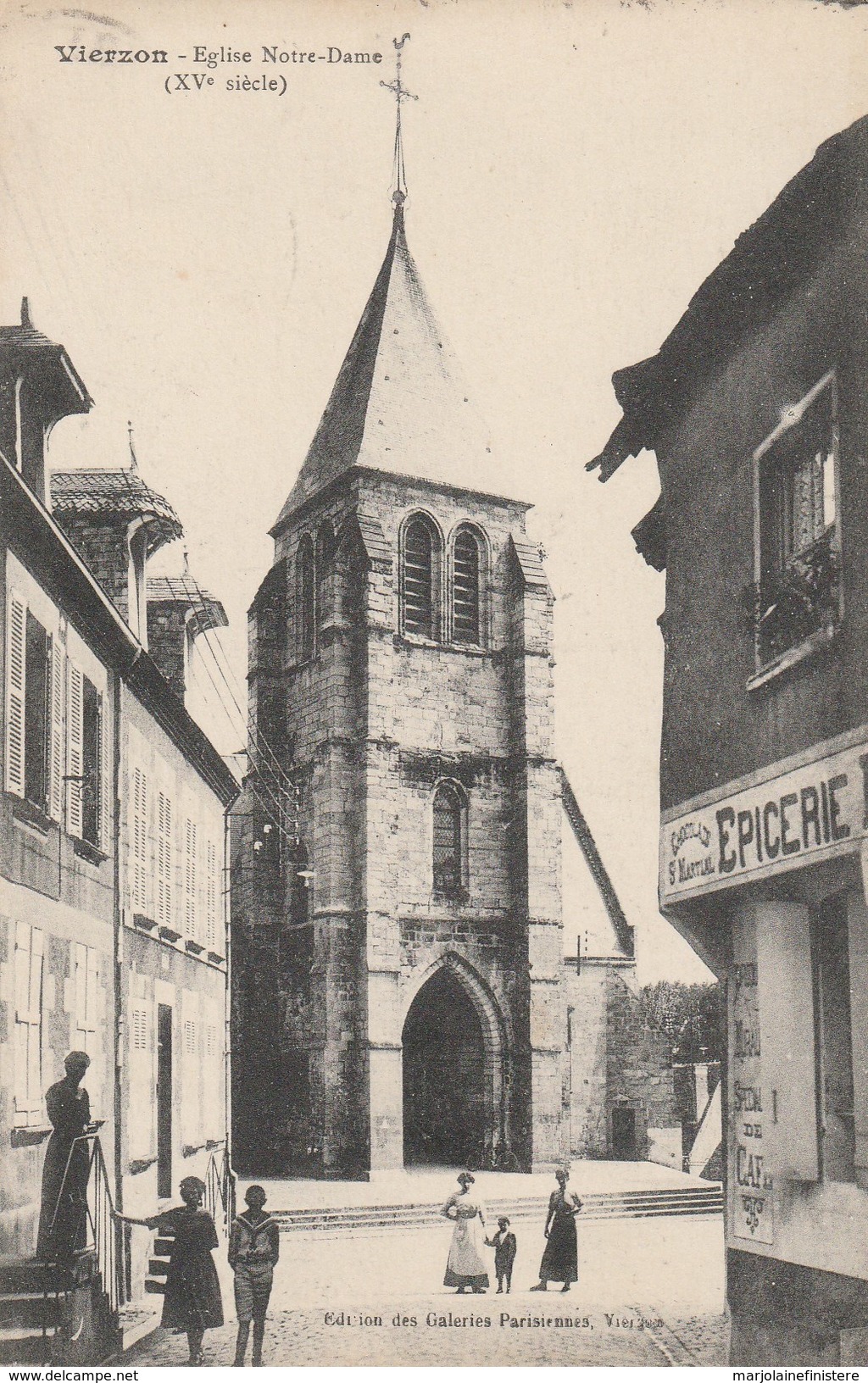 Dép. 18 - VIERZON. Eglise Et Epicerie. Animée. 1918 - Vierzon