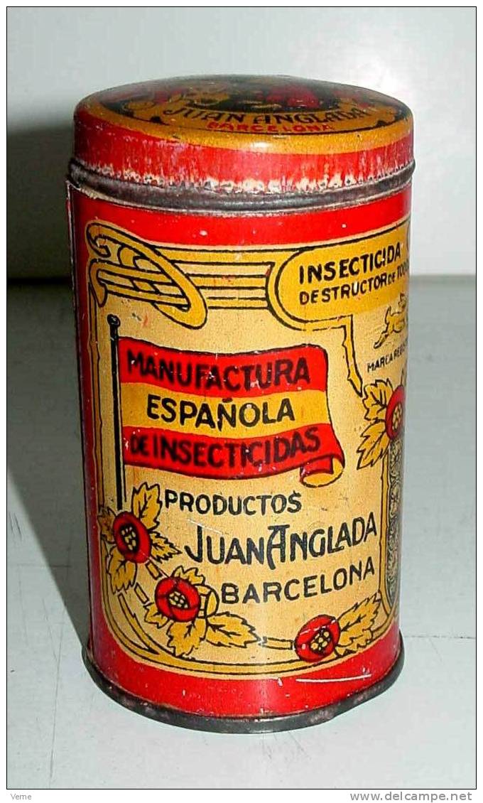 ANTIGUA CAJA DE HOJALATA LITOGRAFIADA CON PUBLICIDAD DE FARMACIA, INSECTICIDA CONEJO, DESTRUCTOR DE TODOS LOS INSECTOS, - Dozen