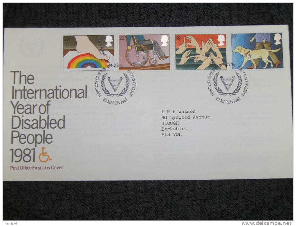 GB FDC 1981 YEAR OF THE DISABLED - 1981-1990 Dezimalausgaben