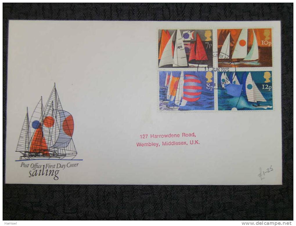 GB FDC 1975 SAILING BOATS - 1971-1980 Em. Décimales