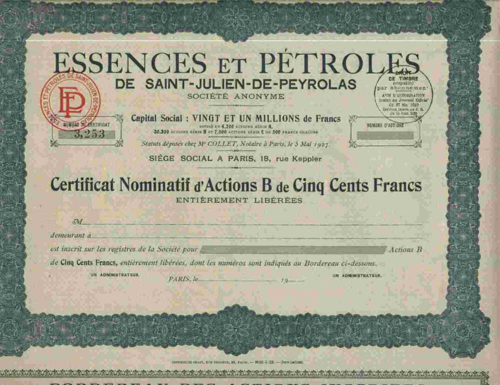 LOT DE 10 X : ESSENCES & PETROLES DE SAINT JULIEN DE PEYROLAS (B)  VERTE - Pétrole