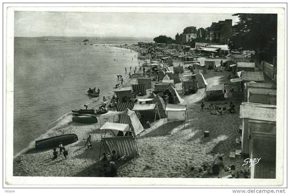 Cpsm 56 LARMOR PLAGE La Plage - Les Tentes Tres Joli Plan - Larmor-Plage