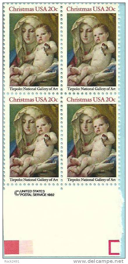 US Scott 2026 - Copyright Block Of 4 - Tiepolo: Madona & Child 20cent - Mint Never Hinged - Blocks & Sheetlets