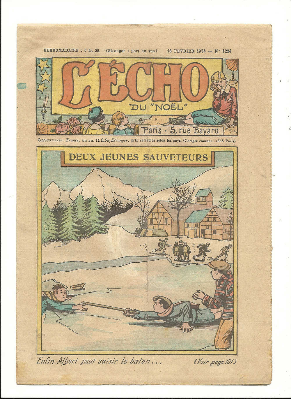 Junior, Revues Hebdomadaires, L´Echo Du "Noël" - Deux Jeunes Sauveteurs - 18 Février 1934 - N° 1224 - Autres & Non Classés