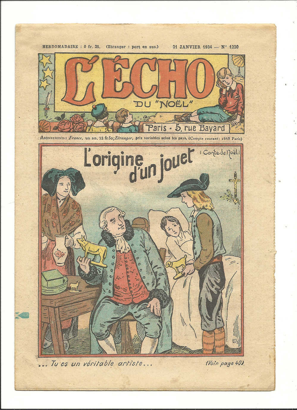 Junior, Revues Hebdomadaires - L´Echo Du "Noël" - L´Origine D´un Jouet - 21 Janvier 1934 - N° 1220 - Autres & Non Classés