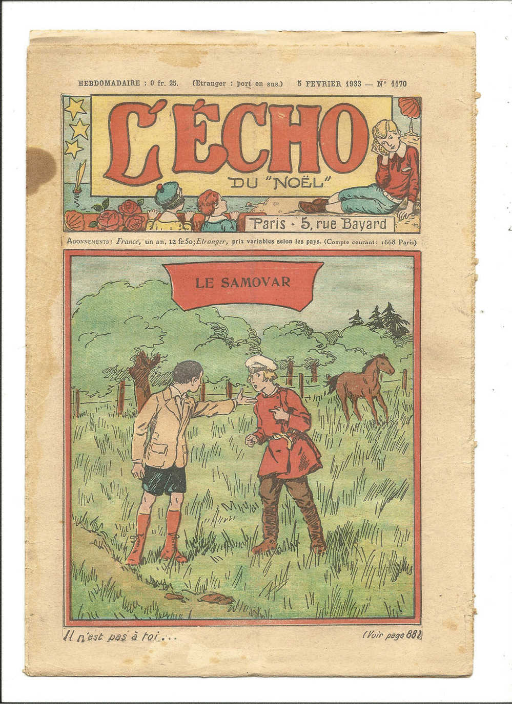 Junior, Revues Hebdomadaires - L´Echo Du "Noël" - Le Samovar - 5 Février 1933 - N° 1170 - Autres & Non Classés