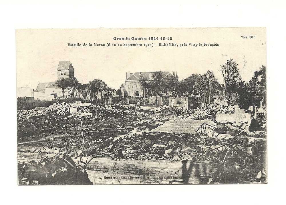 Cp, 02, Blesmes, Près De Vitry-le-François, Bataille De La Marne (Du 6 Au 12 Sept. 1914), écrite - Andere & Zonder Classificatie