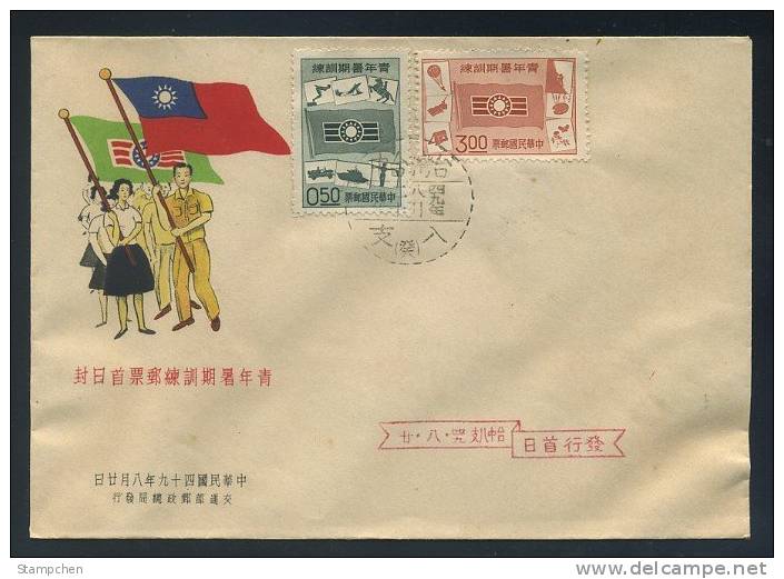 FDC 1960 Youth Activities Stamps Parachute Jeep Tank Climbing Medicine Nursing Butterfly Diving Sport - Escalada