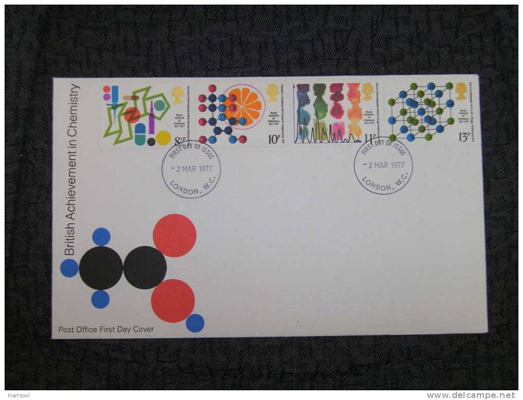 GB FDC 1977 BRITISH ACHIEVEMENT IN CHEMISTRY - 1971-1980 Em. Décimales