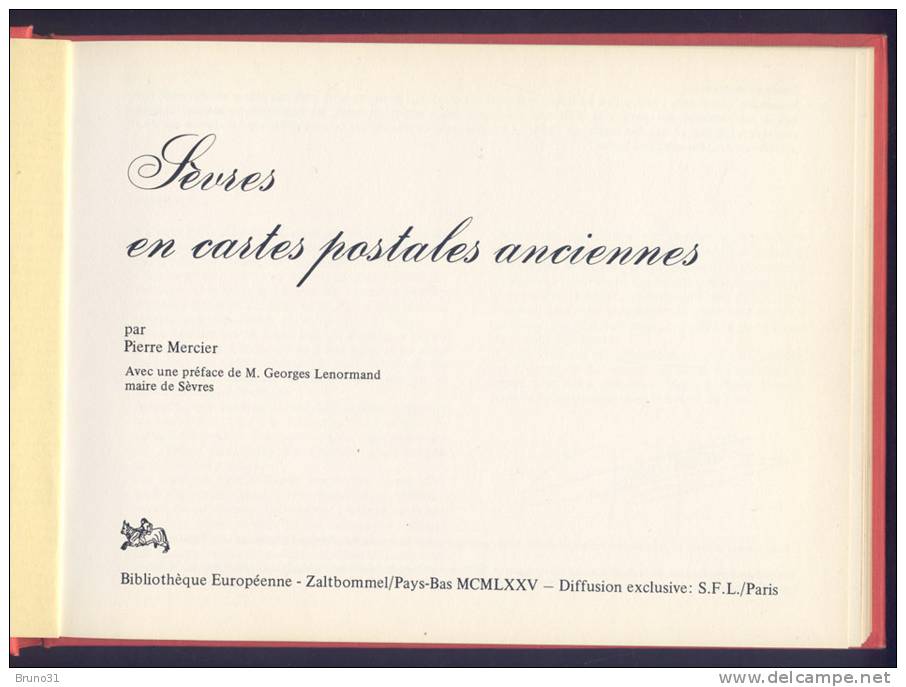 Sèvres En Cartes Postales Anciennes ,de 1975 - Boeken & Catalogi