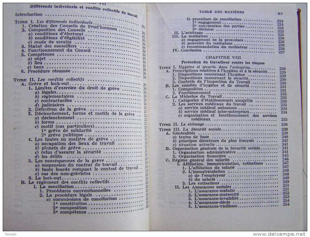 AIDE MEMOIRE Législation Sociale  COUTEAU Cinquième édition DUNOD PARIS 1970 - Rechts