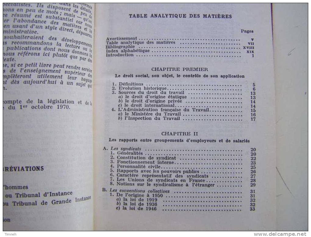 AIDE MEMOIRE Législation Sociale  COUTEAU cinquième édition DUNOD PARIS 1970