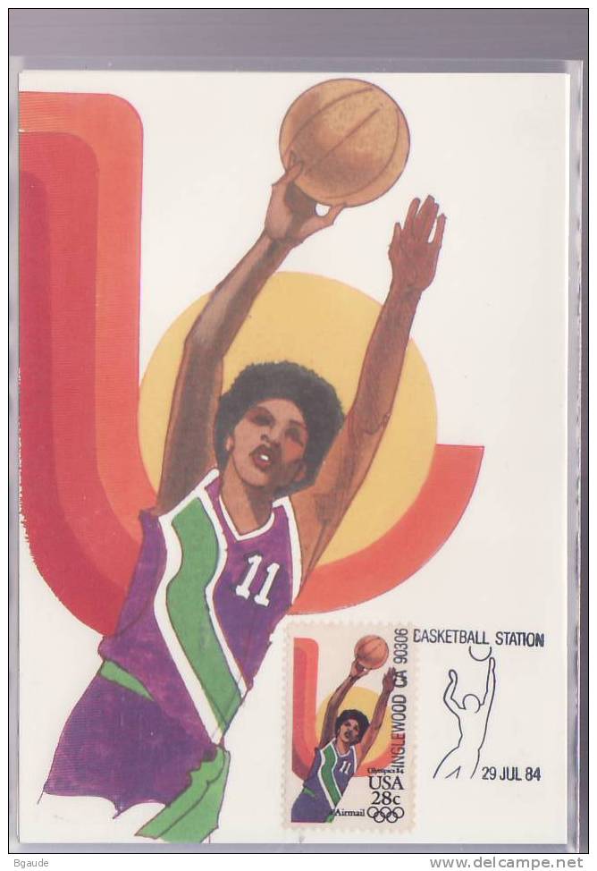 ETATS UNIS CARTE MAXIMUM NUM.YVERT  PA 101 SPORT JEUX OLYMPIQUES LOS ANGELES 1984 - Maximum Cards