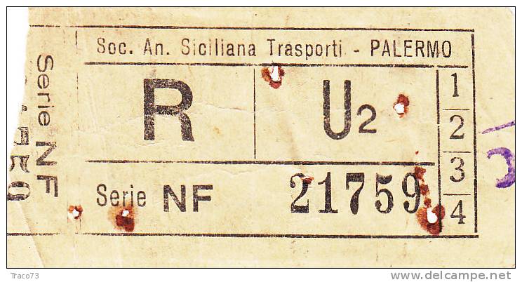 PALERMO  1950 / 60  - BIGLIETTO PER AUTOBUS -   R   Serie  " NF " - Europa