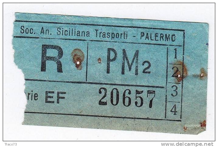 PALERMO  1950 / 60  - BIGLIETTO PER AUTOBUS -   R   Serie  " EF " - Europe