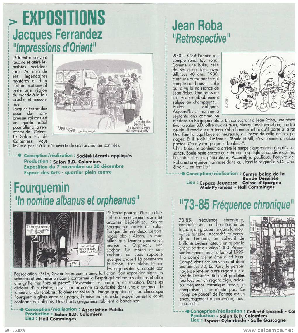 ROBA. Programme Dépliant PUB Pour Le Salon De La BD De COLOMIERS 2000 Avec Expo Les 40 Ans De Boule Et Bill. - Advertisement