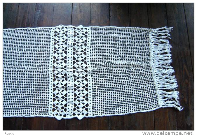 RIDEAU  ANCIEN / COTON CROCHET / 170 CM X 60 CM  / PARFAIT  ETAT - Laces & Cloth