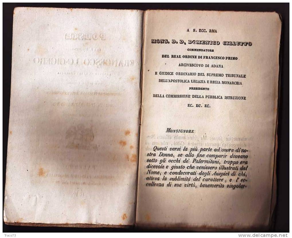 1846  - Poesie Del P.M. Francesco LO CICERO - Ex Segretario Generale  Vicario - Prov. Del Terz'ordine Di S. Francesco - Altri & Non Classificati