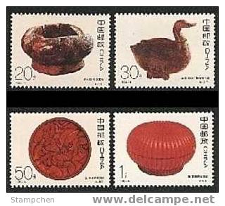 China 1993-14 Ancient Lacquer Ware Stamps Duck Disk Wood - Eenden