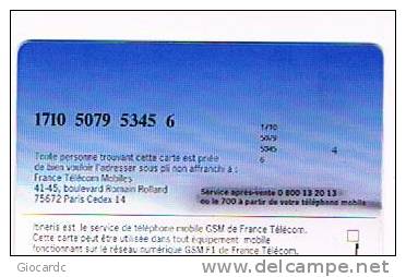 FRANCIA (FRANCE) -  FRANCE TELECOM MOBILES (SIM GSM) - ITINERIS   -   RIF. 5475 - Mobicartes: Móviles/SIM)