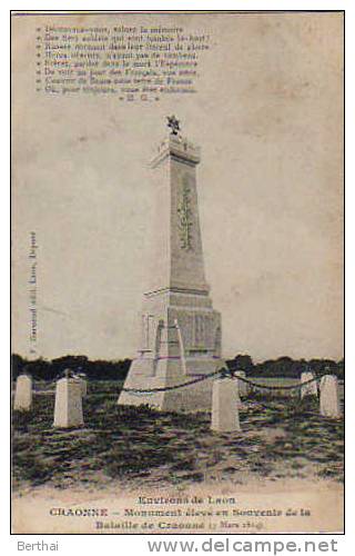 02 CRAONNE - Monument Eleve En Souvenir De La Bataille De Craonne - Craonne