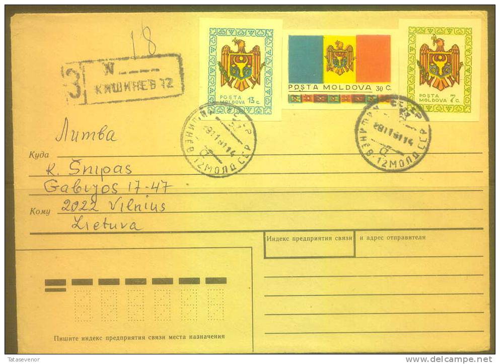 MOLDOVA Cover 006 1991 POSTAL HISTORY-FIRST MOLDOVA STAMPS After USSR - Moldova