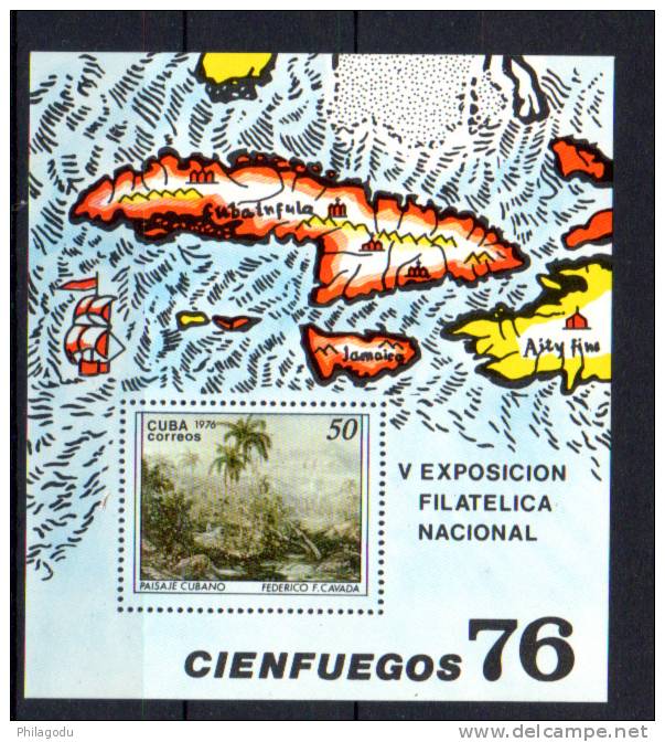 Cuba 1976, Exposition Philatélique  , Bloc 47 **  Carte Géographique - Hojas Y Bloques