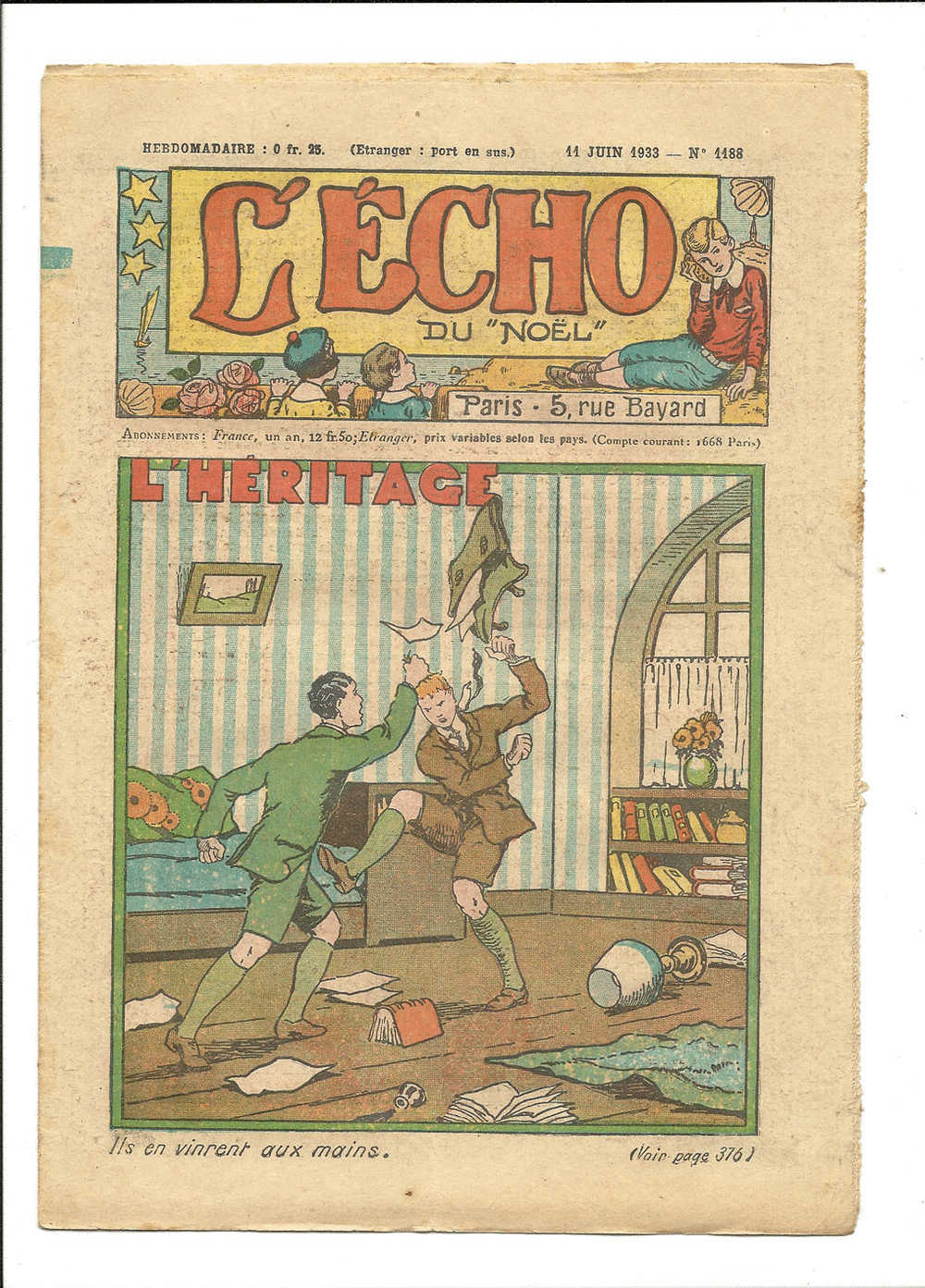 Junior, Revues Hebdoladaires, L'Echo Du "Noël" - L'Héritage - 11 Juin 1933 - N° 1188 - Autres & Non Classés