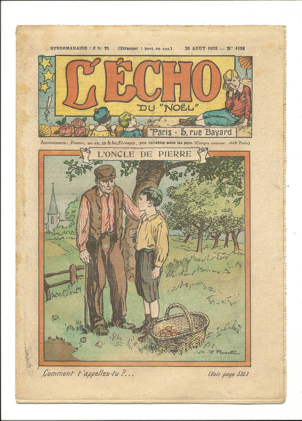 Junior, Revues Hebdoladaires, L'Echo Du "Noël" - L'Oncle De Pierre - 20 Août 1933 - N° 1198 - Autres & Non Classés