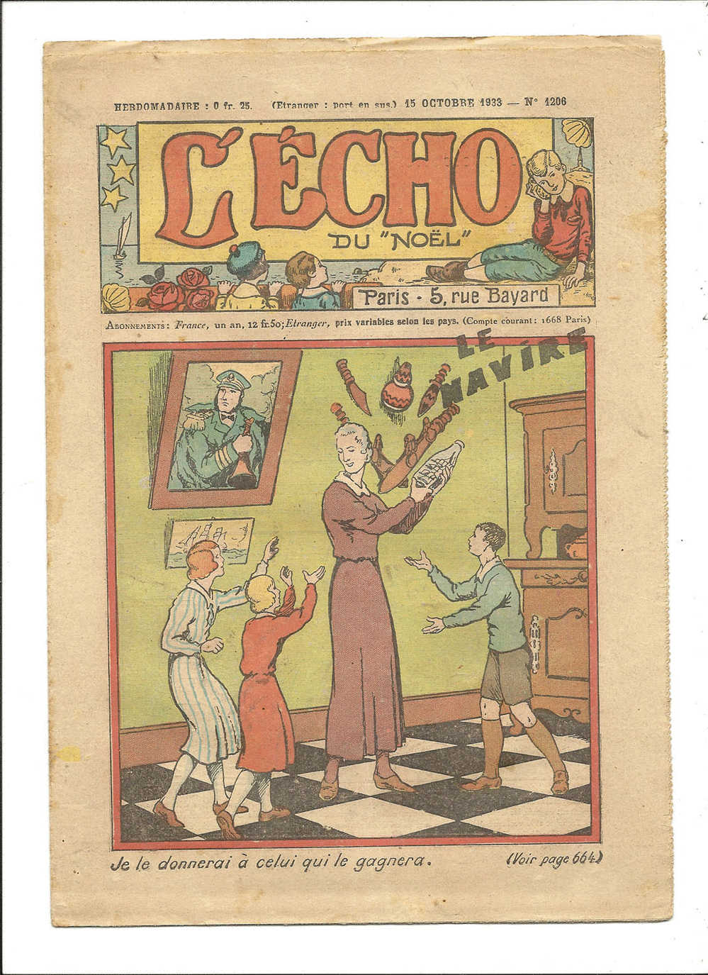 Junior, Revues Hebdoladaires, L'Echo Du "Noël" - Le Navire - 15 Octobre 1933 - N° 1206 - Autres & Non Classés