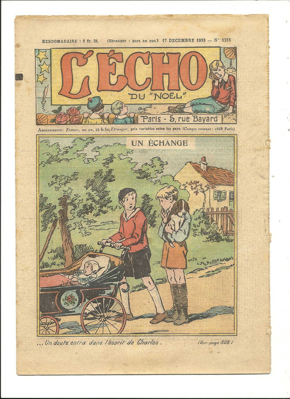 Junior, Revues Hebdomadaires, L´Echo Du "Noël" - Un Echange - 17 Décembre 1933 - N° 1215 - Autres & Non Classés