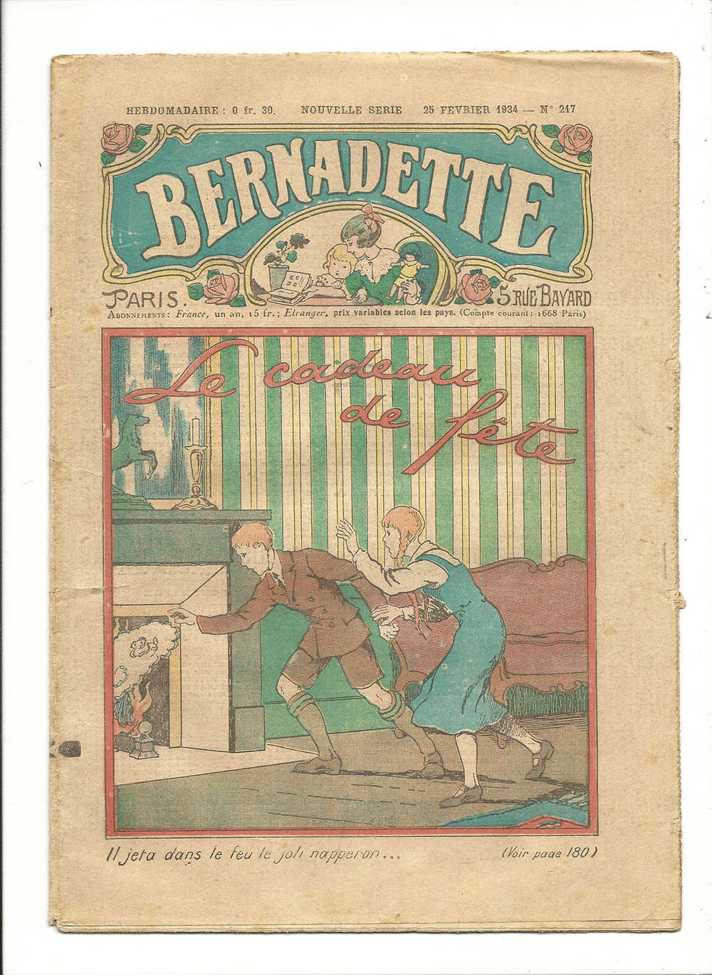 Juniors, Revues Hebdomadaires, Bernadette - Le Cadeau De Fête - 25 Février 1934 - N° 217 - Autres & Non Classés