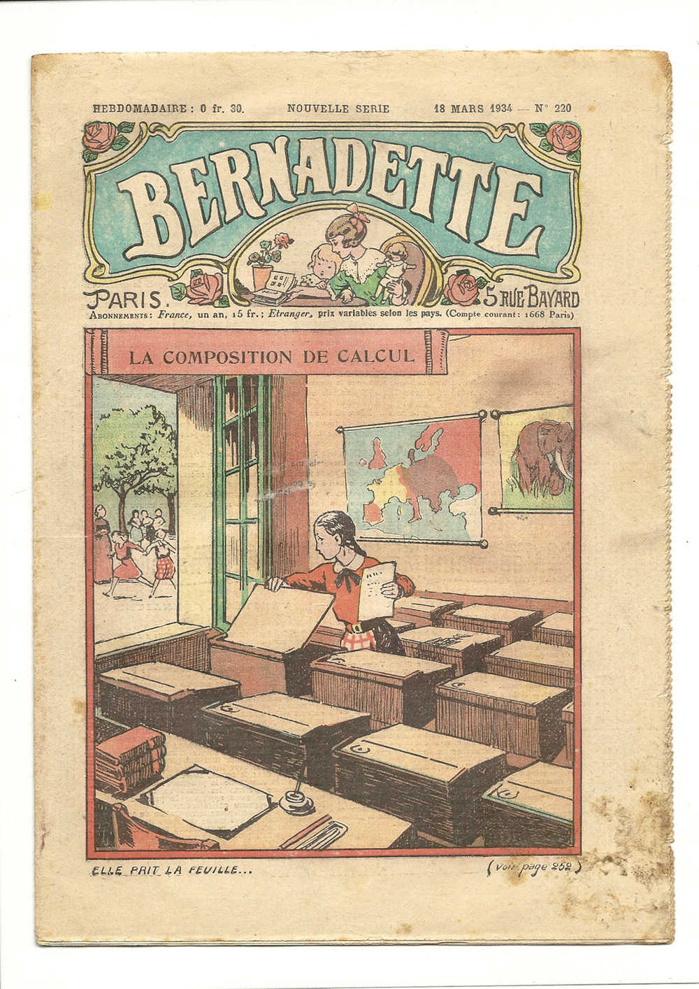 Juniors, Revues Hebdomadaires, Bernadette - La Composition De Calcul - 18 Mars 1934 - N° 220 - Autres & Non Classés