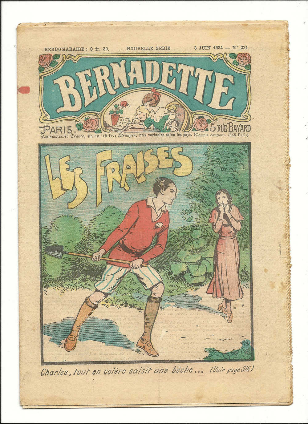 Juniors, Revues Hebomaires, Bernadette - Les Fraises - 3 Juin 1934 - N° 231 - Autres & Non Classés