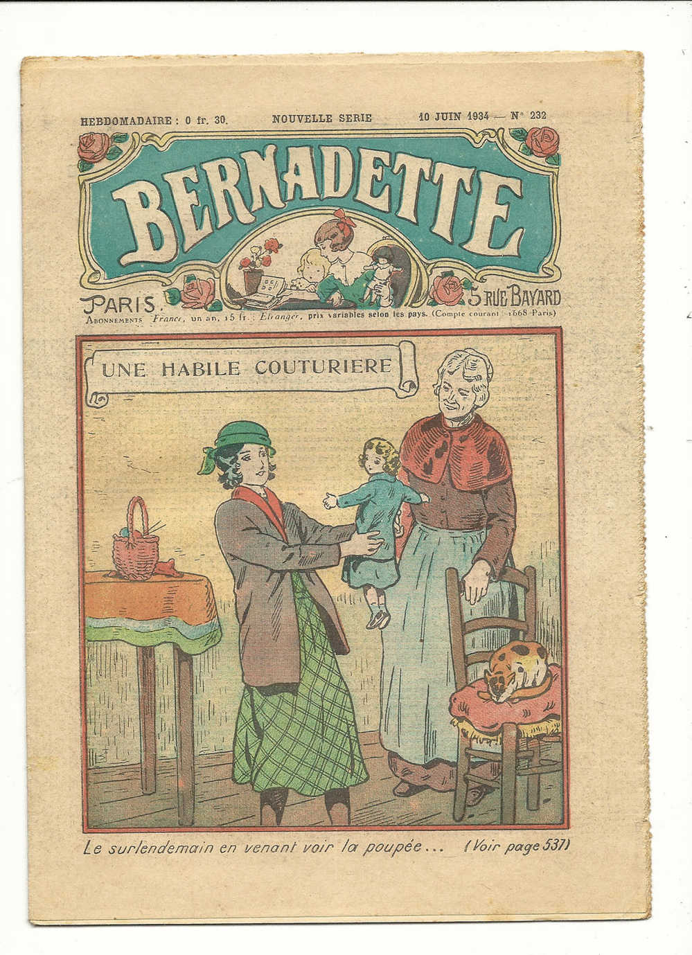 Juniors, Revues Hebomaires, Bernadette - Une Habile Couturière - 10 Juin 1934 - N° 232 - Autres & Non Classés