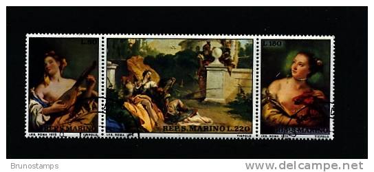 SAN MARINO - 1970  TIEPOLO PAINTINGS  STRIP FINE USED - Usados