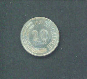 SINGAPORE - 1967 20 Cents Reverse Fish Circ. - Singapur