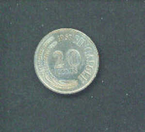 SINGAPORE - 1967 20 Cents Reverse Fish Circ. - Singapour