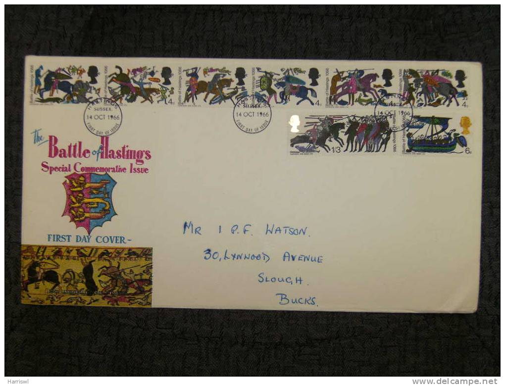 GB FDC 1966 BATTLE OF HASTINGS COMMEMERATIVE COVER - 1952-1971 Em. Prédécimales