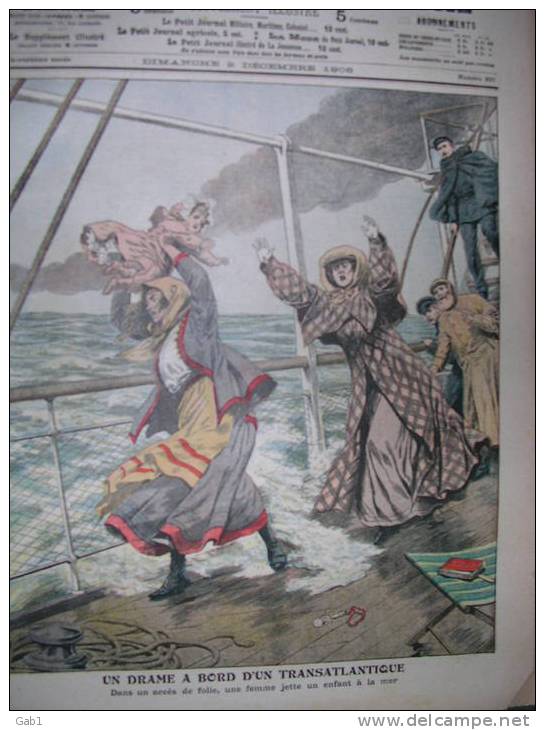 Le Petit Journal -- 1906 -- Un Drame A Bord D´un Transatlantique  --- Un Singulier Coup De Filet - 1900 - 1949