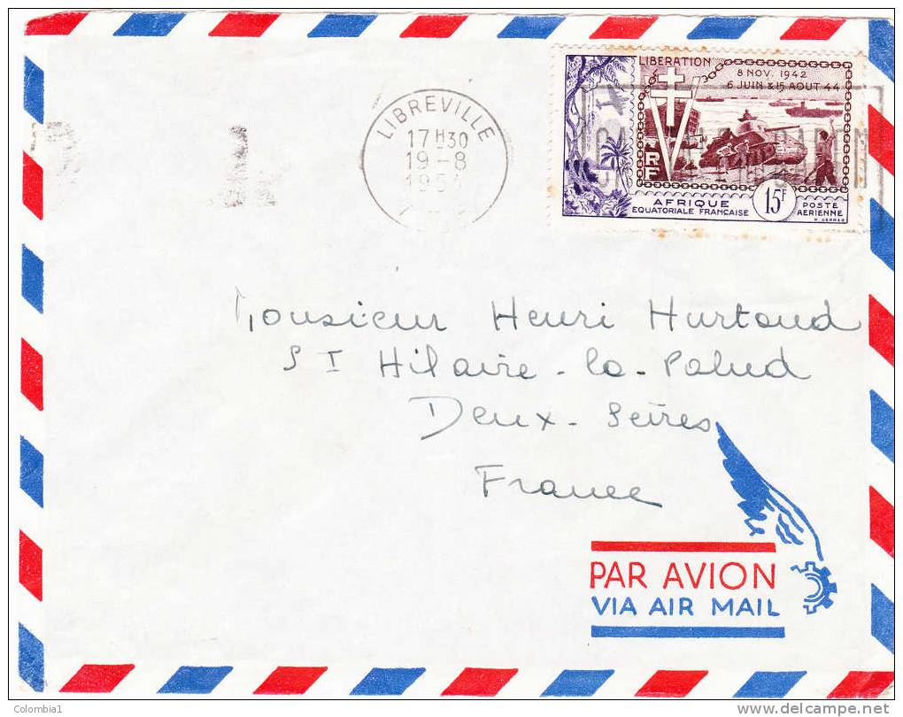 AEF Lettre De LIBREVILLE Du 19.8.1954 Pour Les Deux-Sèvres - Lettres & Documents