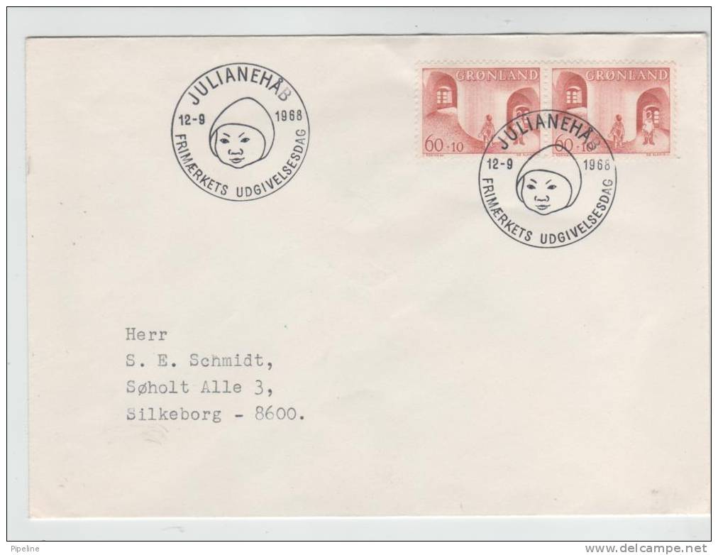 Greenland FDC 12-9-1968 Children Welfare In Pair Sent To Denmark - Autres & Non Classés