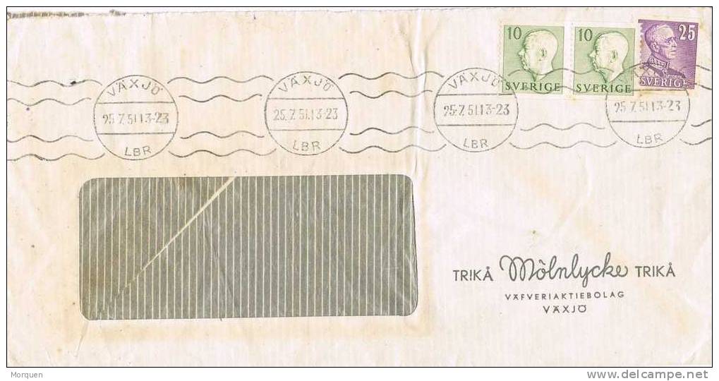 Carta VAXJO (LBR) Suecia 1951 - Lettres & Documents