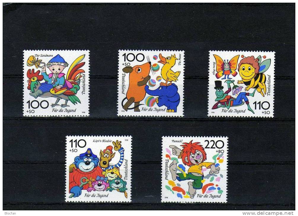 Jahresgabe 1998 Jugend Trickfilm-Figuren BRD1990/4+ JG 20 **/o 28€ Maus, Sandmännchen, Biene Maja, Blaubär, Pumuckl - Sonstige & Ohne Zuordnung