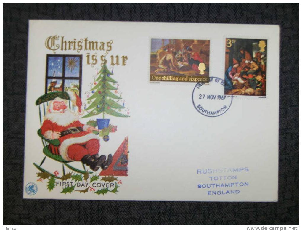 GB FDC 1967 CHRISTMAS ISSUE - 1952-1971 Pre-Decimal Issues